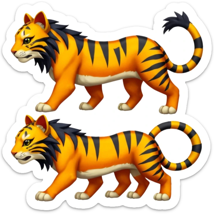 Pyroar-Sprigatito-Torracat-Litten-Luxray-Tigress-Tiger-Liger-Hybrid-Fakemon-hybrid-Creature (full body) sticker