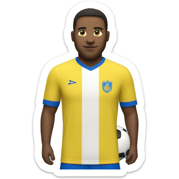 White man Fat soccer player in yellow shirt and blue shorts and blue socks sticker