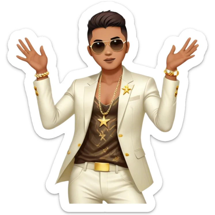 Cinematic Realistic portrait of Sơn Tùng M‑TP, shown as a dynamic pop star with a modern, stylish look and detailed contemporary clothing, illuminated by vibrant, energetic lighting that highlights his star power sticker