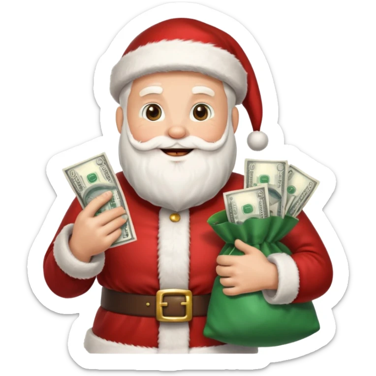 Um emoji de um  papai noel segurando um saco de dinheir sticker