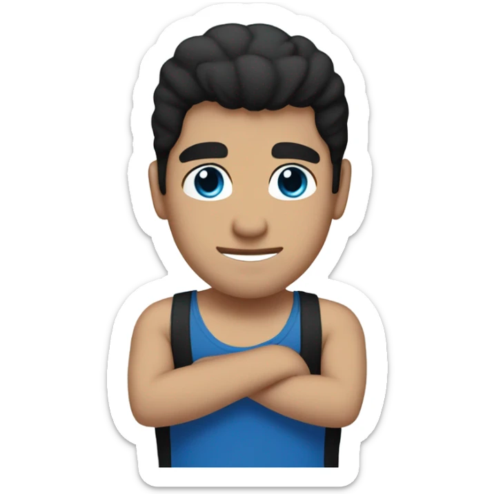 Mexican man with brown eyes hugging white girl with black hair and blue eyes sticker