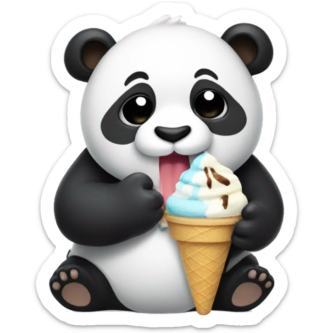 Panda eating ice cream sticker