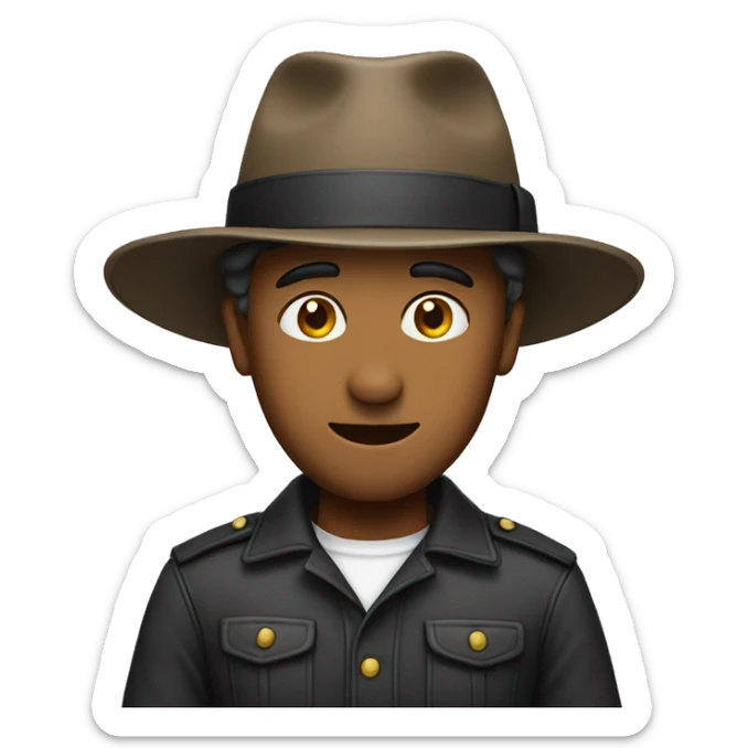 A man with a hat sticker