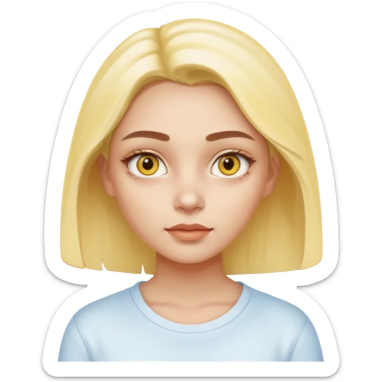 Generate a high-quality iPhone-style emoji of a girl with a small amount of yellow eye cream applied under the eyes, realistic shading, smooth gradient colors, subtle facial expression, simple white background, 3D cartoon-like style, high-resolution.


 sticker