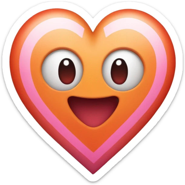 heart with stripes: red orange white pink (straight stripes, eyed color one time and in order- maybe a gradient) sticker