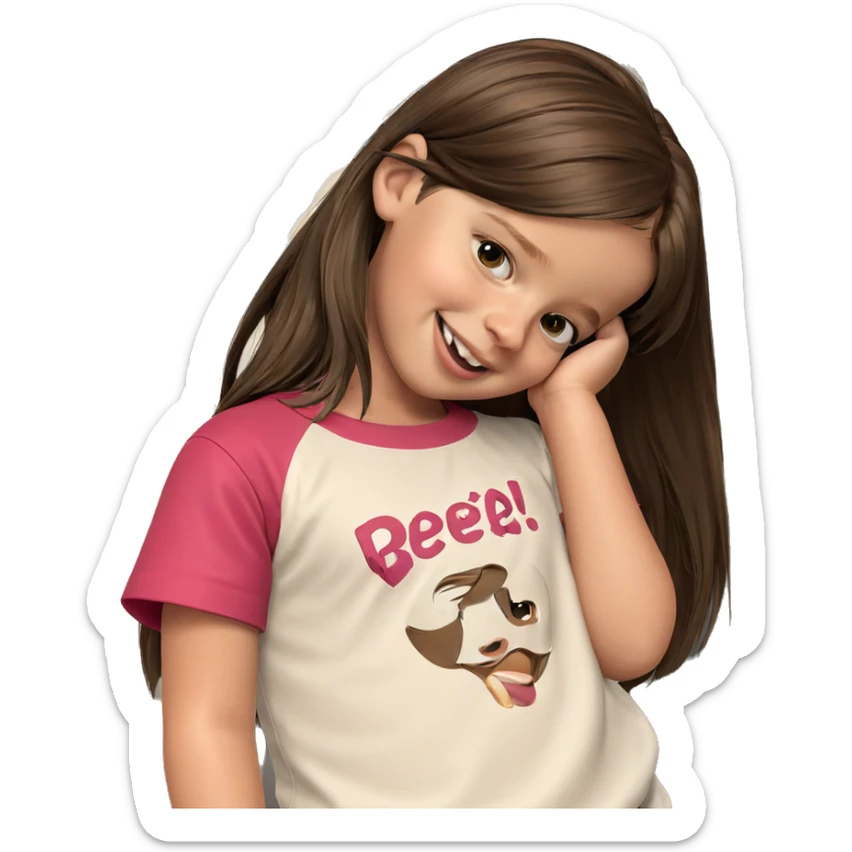 smiling girl with brown hair sticker