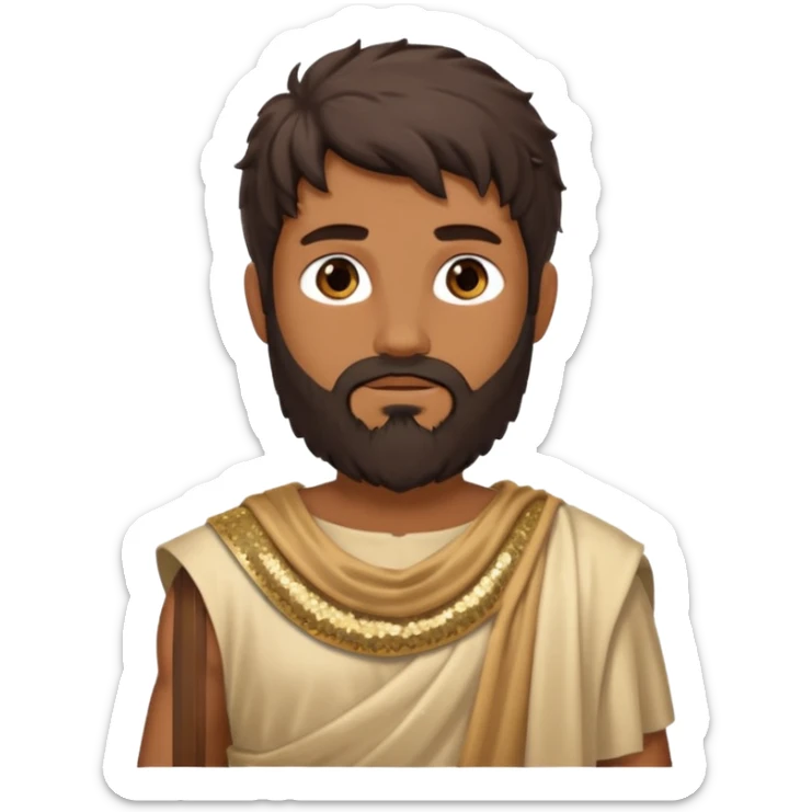 Faunus, God from Nature Roman Deities with long dark brown hair and beard, tan sequin toga sticker