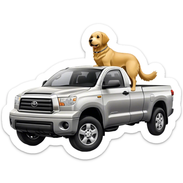 Silver 2008 Toyota tundra with golden retriever  sticker