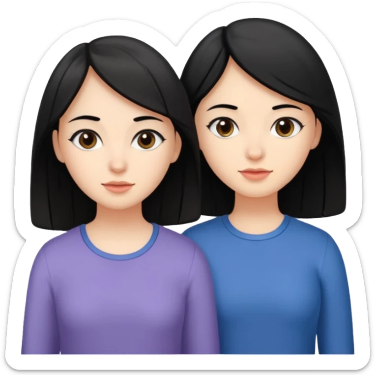 Two sisters one brunette one white with black hair one a little taller than the other.  sticker