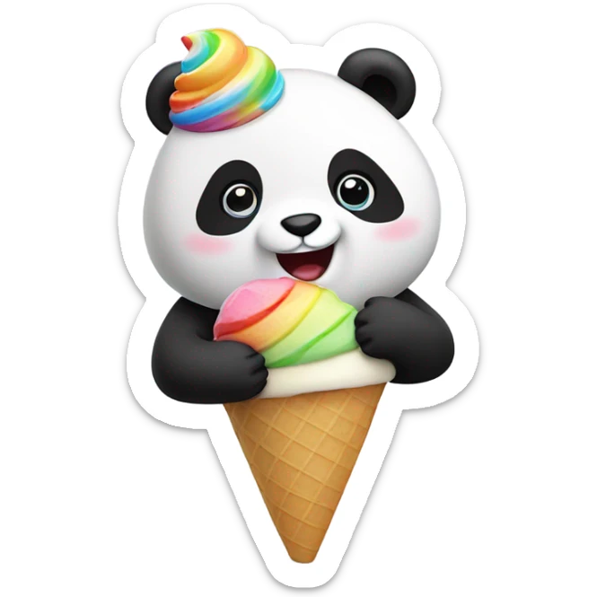 Panda eating ice cream sticker
