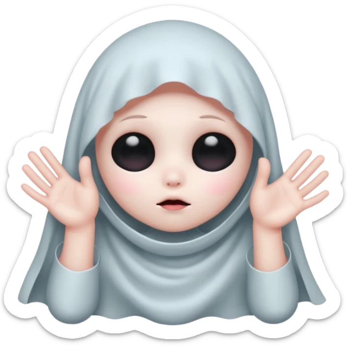 Okay those are wonderful, now make the ghost cover his eyes with cute little hands. Make sure the blush and the cuteness is retained sticker