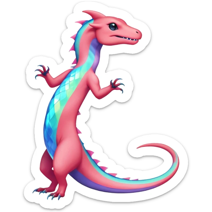 Rainbow crystalic Shiny pastel Salandit-Aurorus-Salazzle-Dragonair-Fakémon-hybrid-creature (full body)  sticker