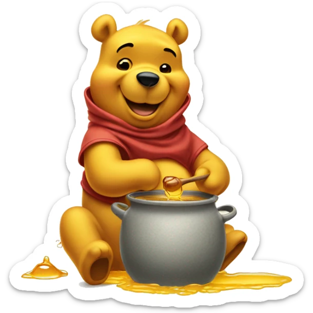 winnie the pooh with a pot of honey sticker