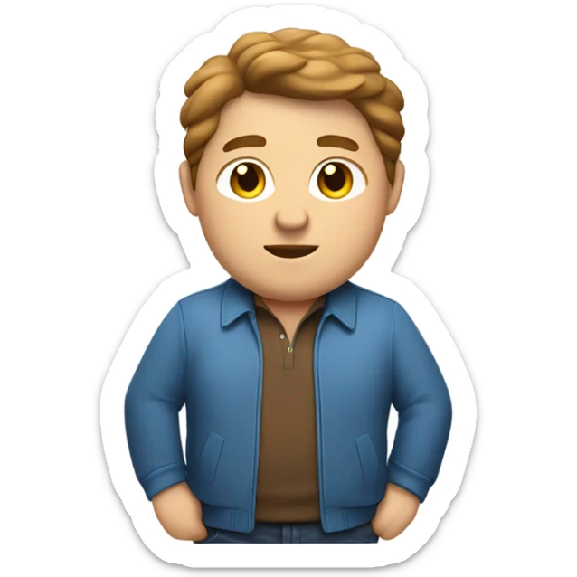 Laid back white guy with brown hair and chubby wearing a polo shirt and a sport jacket  sticker