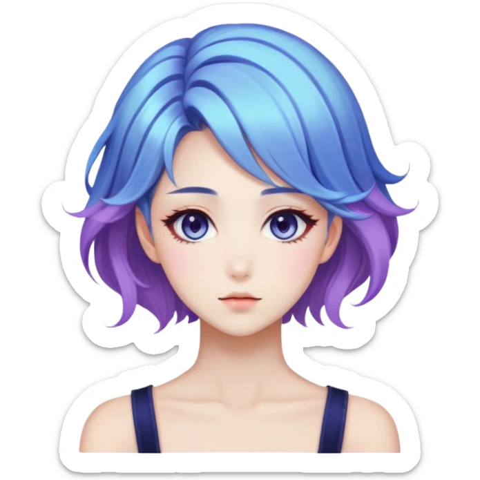 Beautiful gorgeous anime lady with beautiful nebula hair, fashion aesthetic  sticker