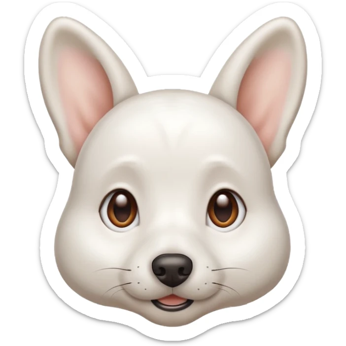 White dog with brown eyes and some long white body and white ears with brown spots curved on the sides sticker