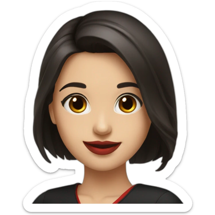 young-bashkir-woman-with-dark-brown-eyes,-dark-long-hair,-red-lips,-big-smile,-black-dress sticker