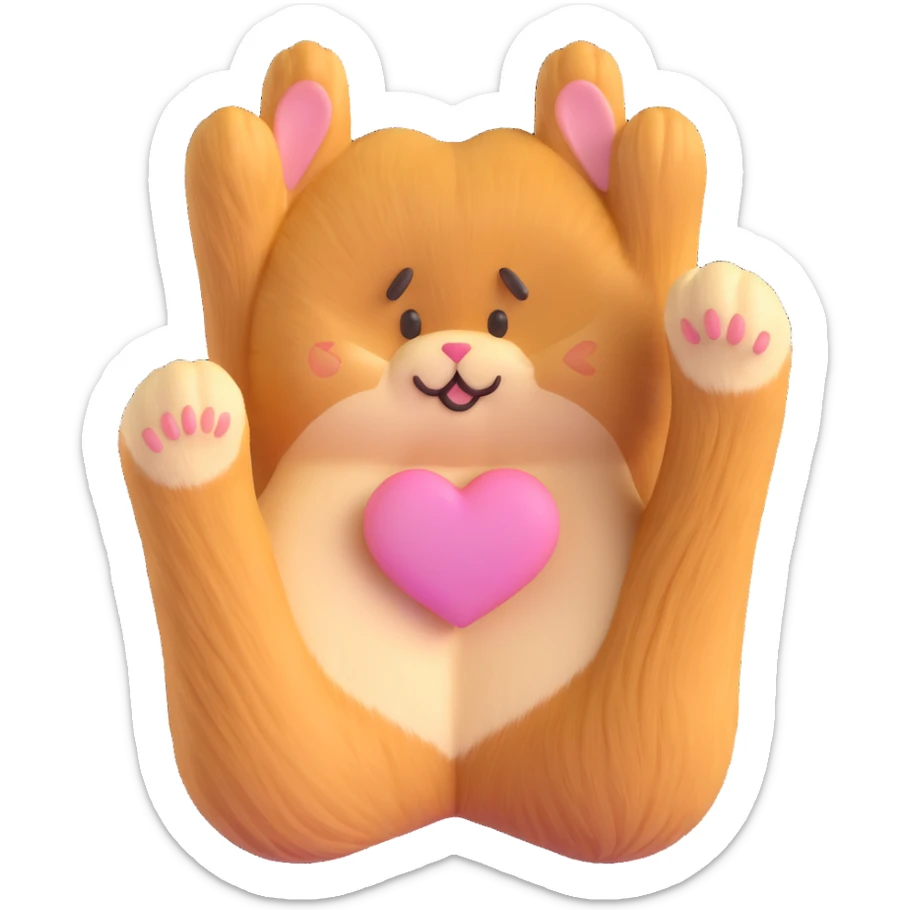close-up of a single cat paw performing Korean finger heart gesture with two paw fingers forming heart shape, soft beige and light brown fur, gentle pastel tones, warm lighting, soft friendly cute style, minimal clean background sticker