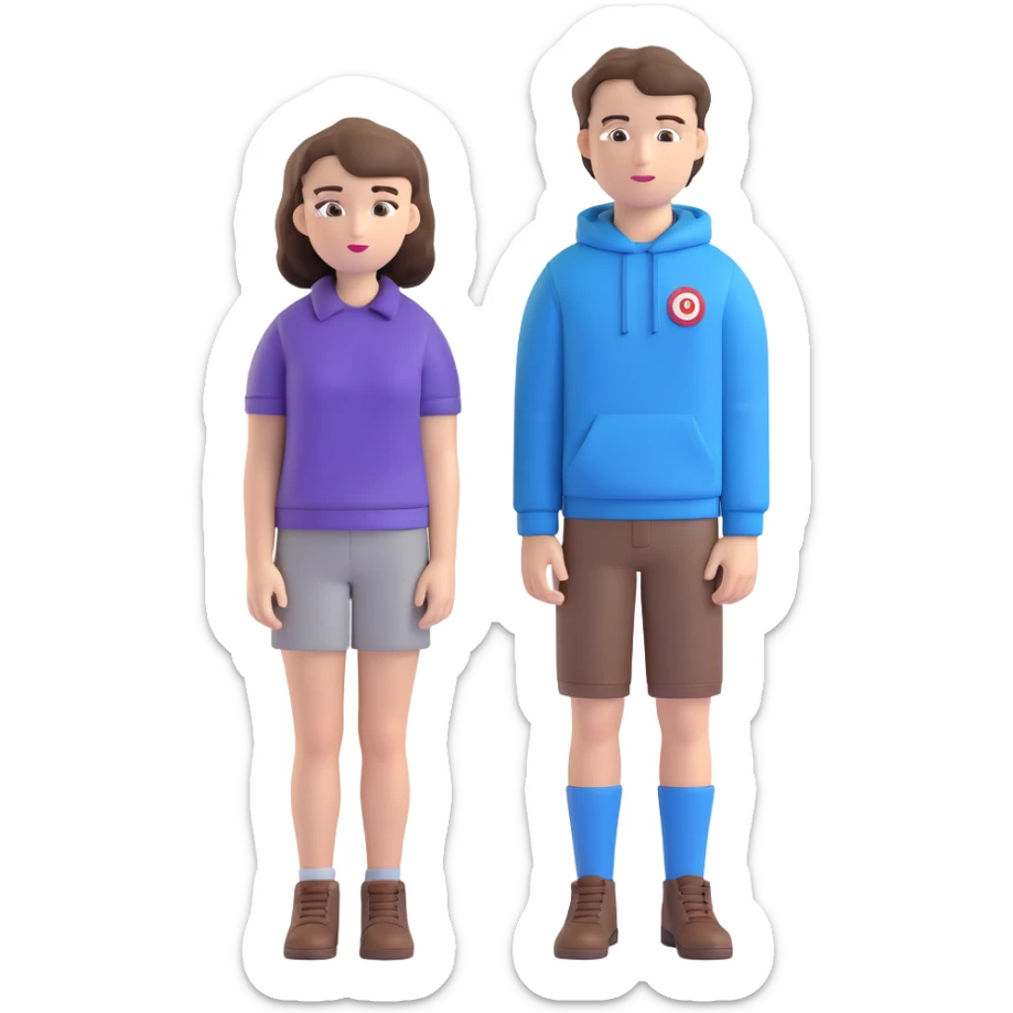 Hannah Baker with long brown hair and Clay Jensen with short dark hair standing together, from 13 Reasons Why sticker