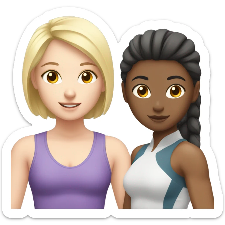 White girl and Asian girl at the gym  sticker