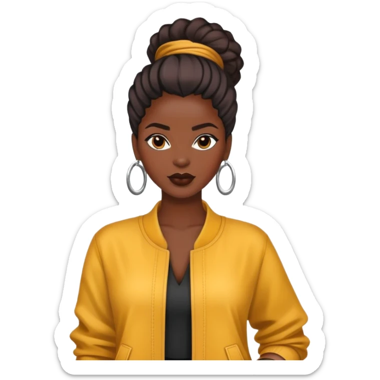 Stylish African woman with trendy clothes, fashionable hairstyle, and modern accessories sticker