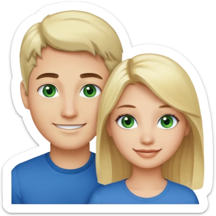 Girl blonde Green eyes man dark Hair blue eyes sticker