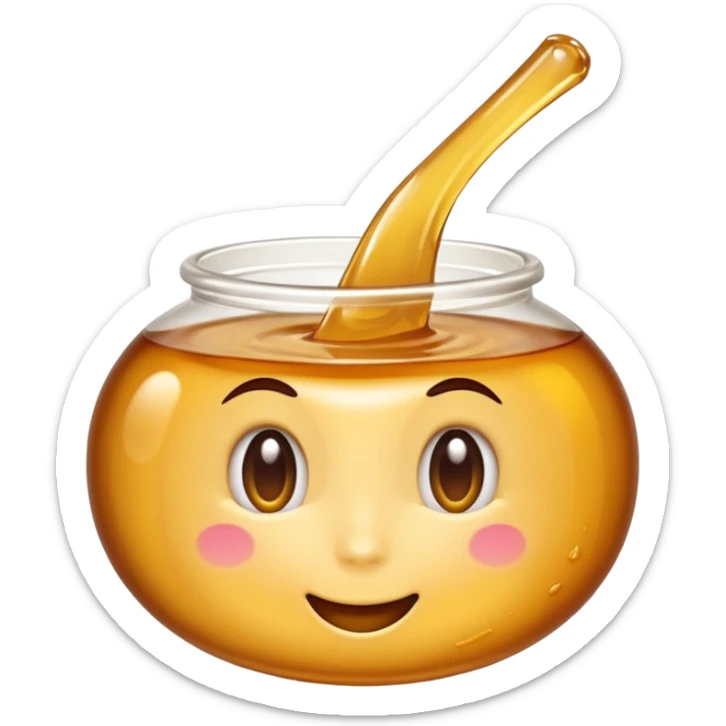 small swirl of pale golden syrup, glossy and thick, no jar or extras, soft lighting, subtle shadows, emoji scale sticker