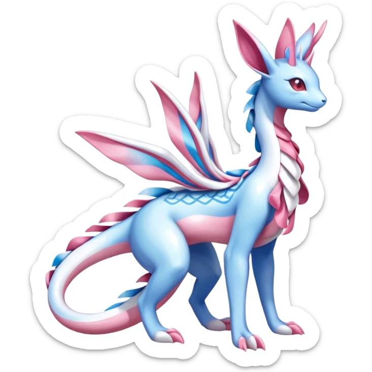 Sylveon-Dragonair-Fakémon-hybrid-creature (full body)  sticker