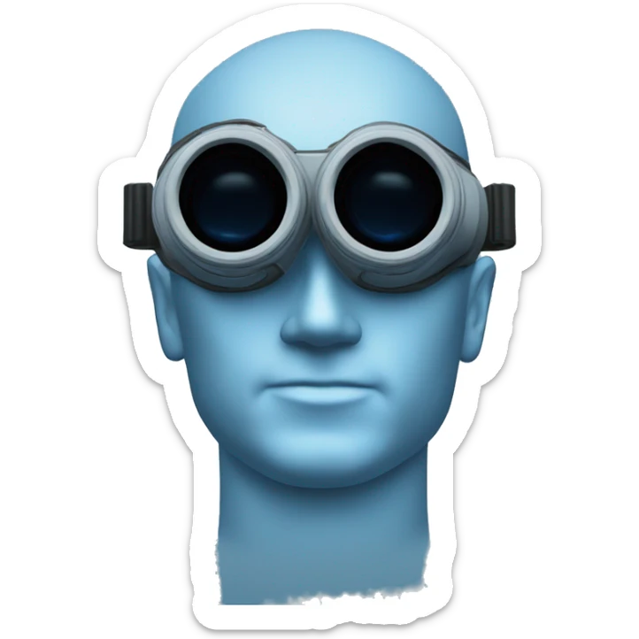 generate me a pair of bino nightvision goggles. Make the lens circular, with the color of the lens blue.  sticker