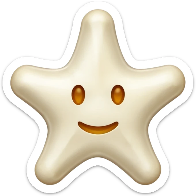 starshape made of bone. no face . no outer ridge. no eyes. no. nose. no mouth. just a star sticker