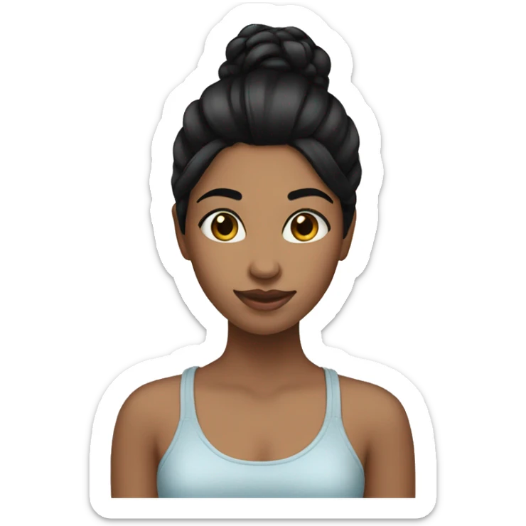 Girl, straight black hair, highlights sticker