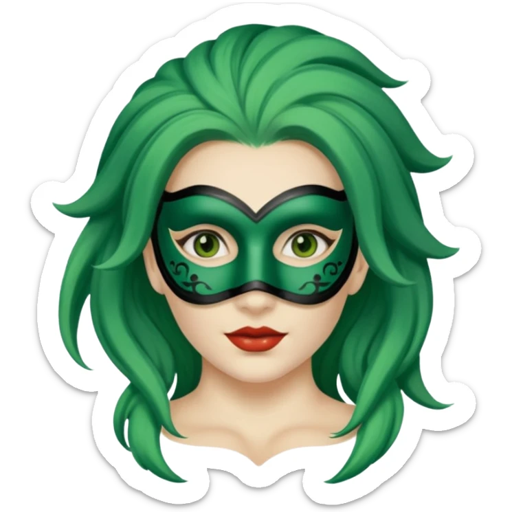 masked person venice volto woman green hair sticker