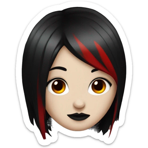 Goth girl with red and black hair and piercings sticker