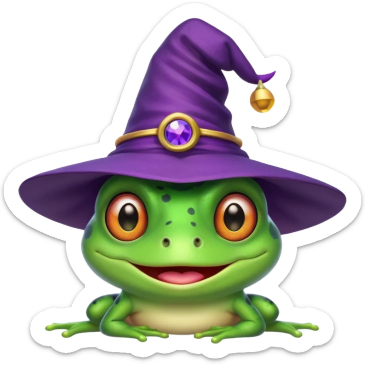 frog wear purple wicth hat sticker