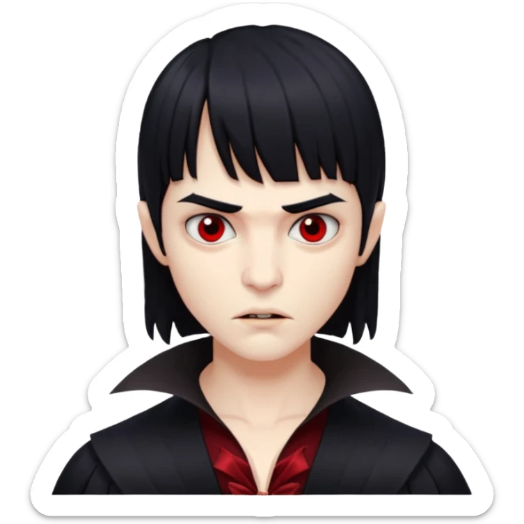 quero a foto de uma vampira com franja de cabelo preto sticker