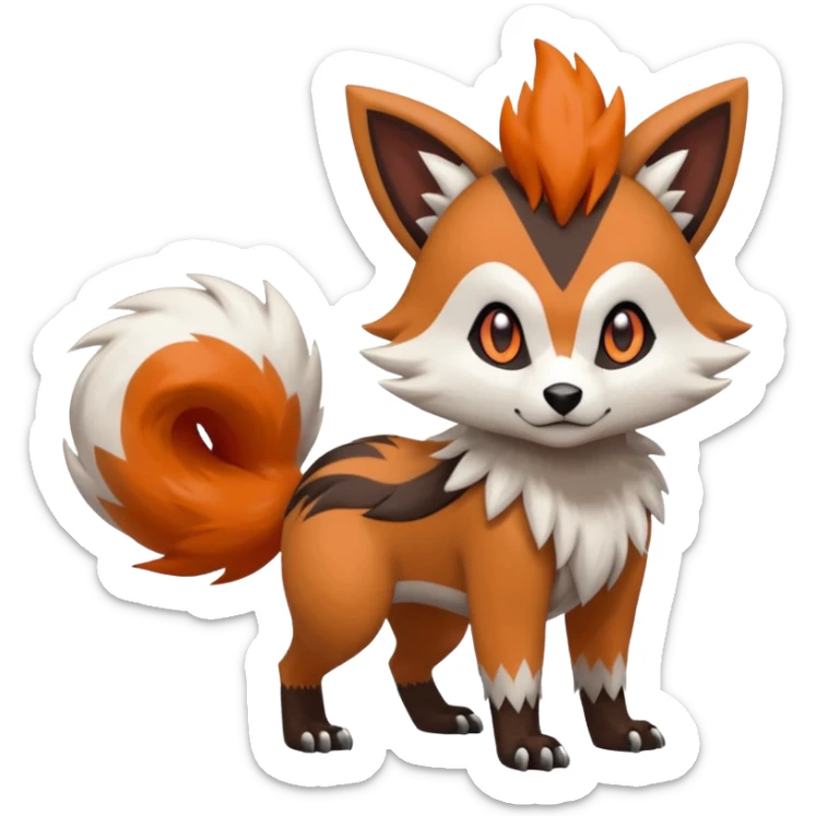 Meloetta-Rocruff-Furret-Obstagoon-Lycanroc-Pokémon-Fakémon-fusion-hybrid-creature sticker