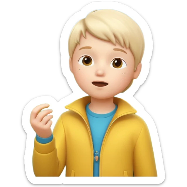 A 3D cartoon child blowing on a dandelion, seeds flying in the air, sunny garden background, realistic Memoji-style. sticker