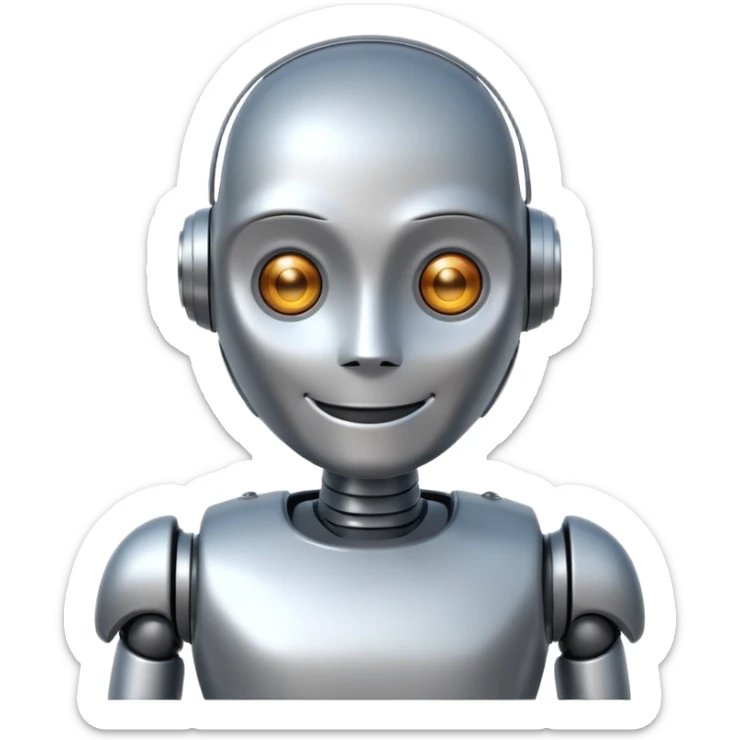 Crée-moi un robot sympathique, pour un chatbot moderne, je veux uniquement la tête sans le corps sticker
