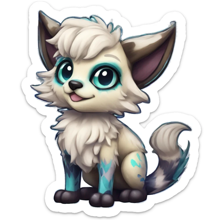 Cool cute Kawaii edgy fantasy shiny animal  fursona Fionbri vernid by griffsnuff & LiLaiRa & Falvie full body sticker