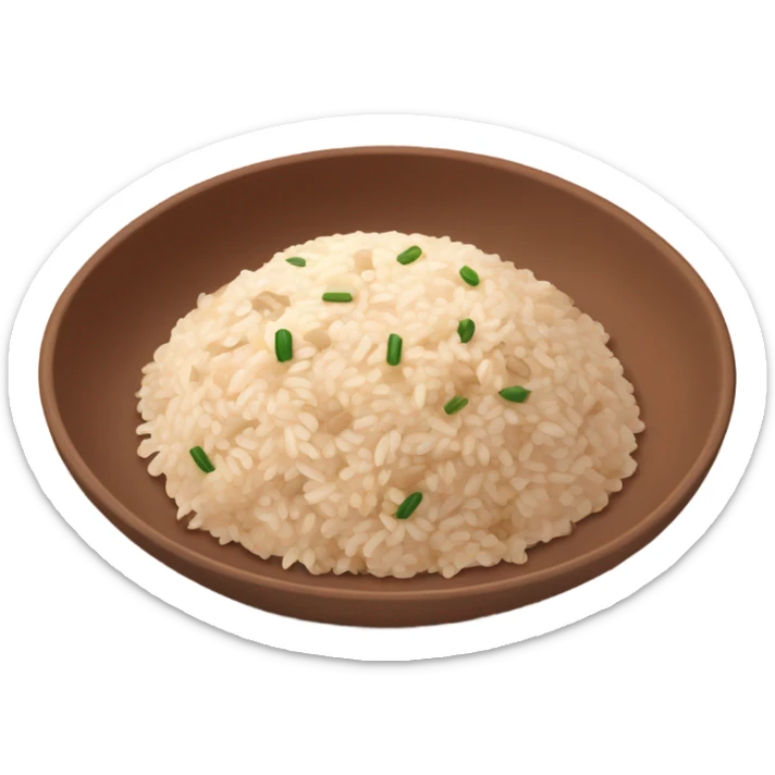 whitish pure fried rice with a mix of brown rice on a terra cotta plate sticker
