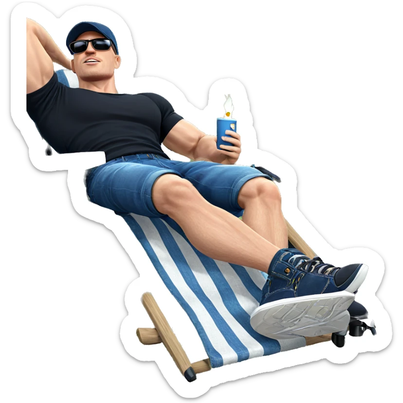 muscular guy in denim outdoors sticker