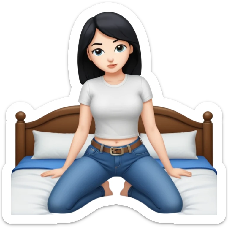 White girl with black hair and really huge tits and really huge ass bent over on bed  sticker