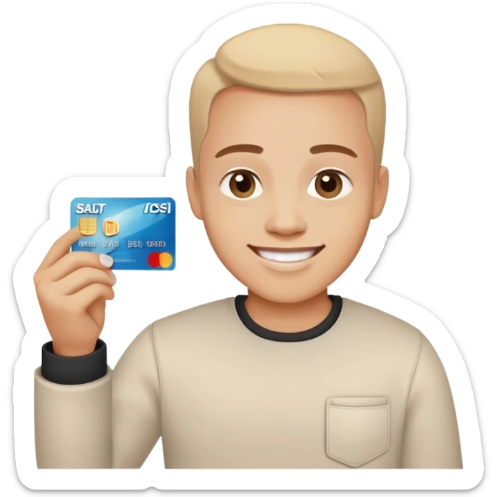 Happy Emoji with Credit Card in Hand and Salt  sticker