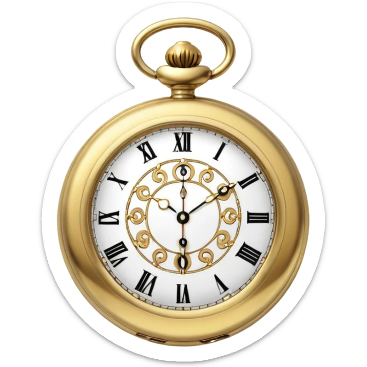 vintage gold pocket watch, round, ornate details, classic, minimal, no text sticker