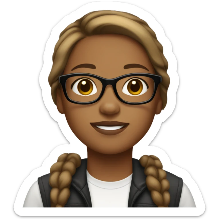Girl with hazel eyes, black frame glasses, and brown hair with blonde highlights sticker