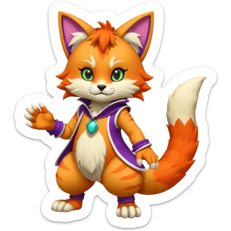 Cool colorful cute Kemonomimi Nekomimi Japanese Anime Kemono Furry Style Vernid-Protogen-Fursuit-furry-fursona sticker