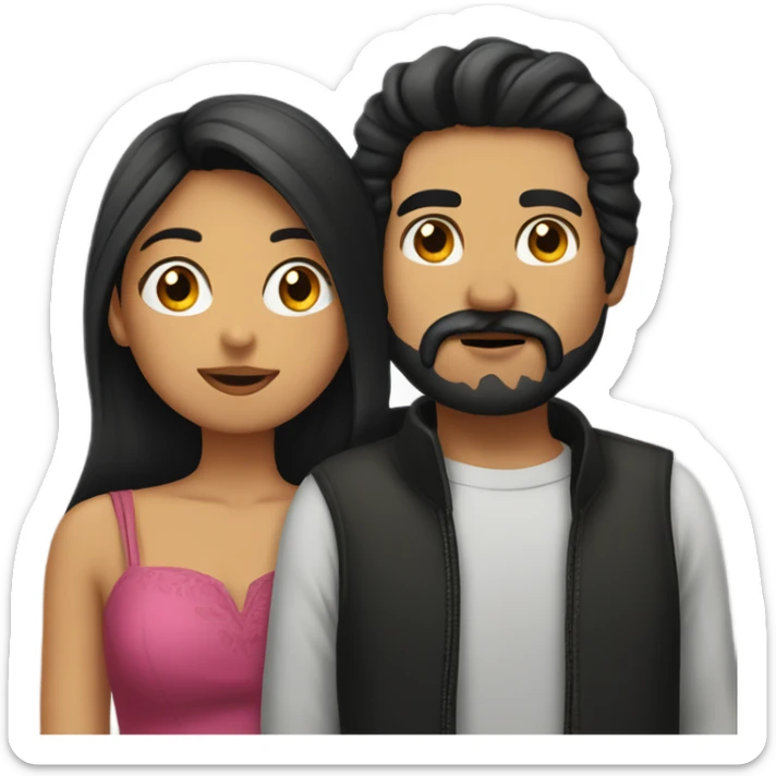 girl with black hair kissing Mexican  guy with facial hair  sticker