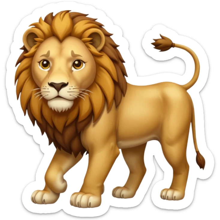 An emoji of a majestic lion from ancient Assyrian art, shown in a hunting scene. sticker
