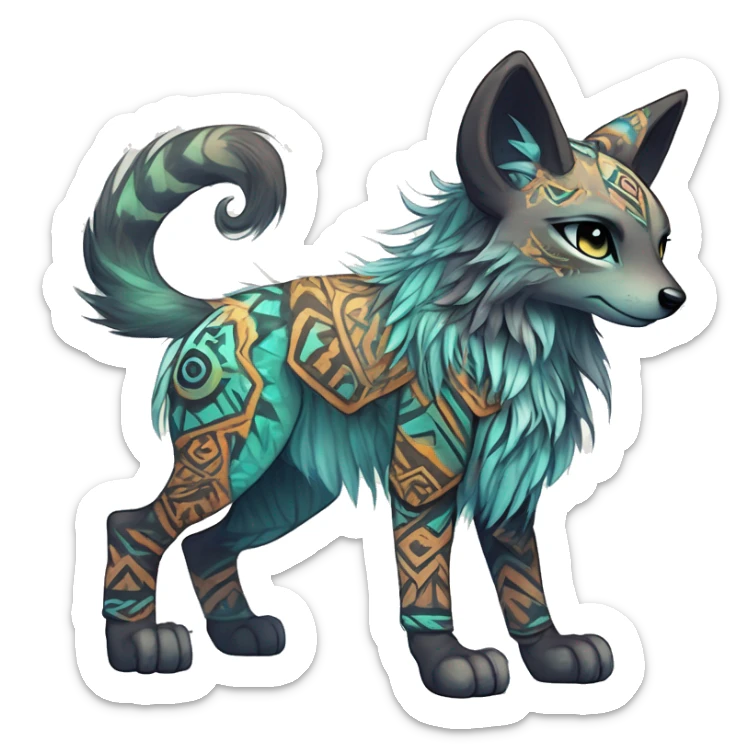 cute Kawaii edgy ethereal shy epic tribal fantasy animal fursona Fionbri creature by griffsnuff & LiLaiRa & Falvie with exotic colors with intricate patterns full body sticker