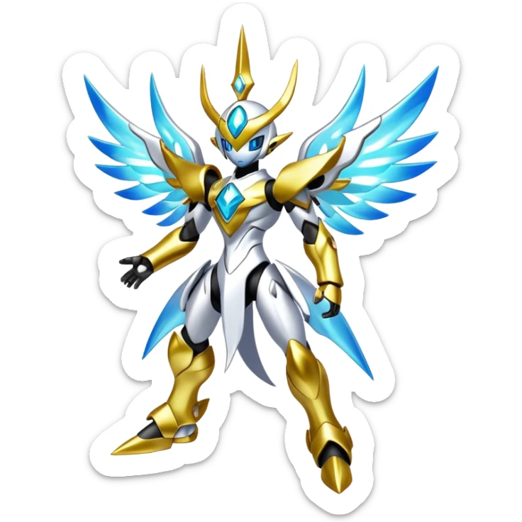 Shiny Futuristic Celestial Godly Fakemon-Pokemon-Digimon-Spectrobes-fusion, full body sticker